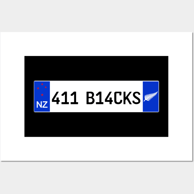 New Zealand All Blacks car license plate Wall Art by Travellers